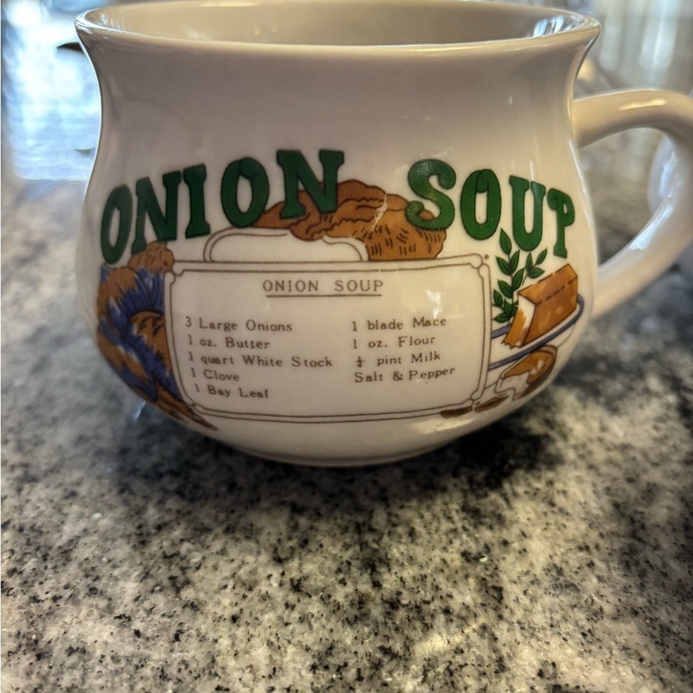 Three Tangshan Charming Onion Soup Mug with Recipe Design. - Picture 3 of 7